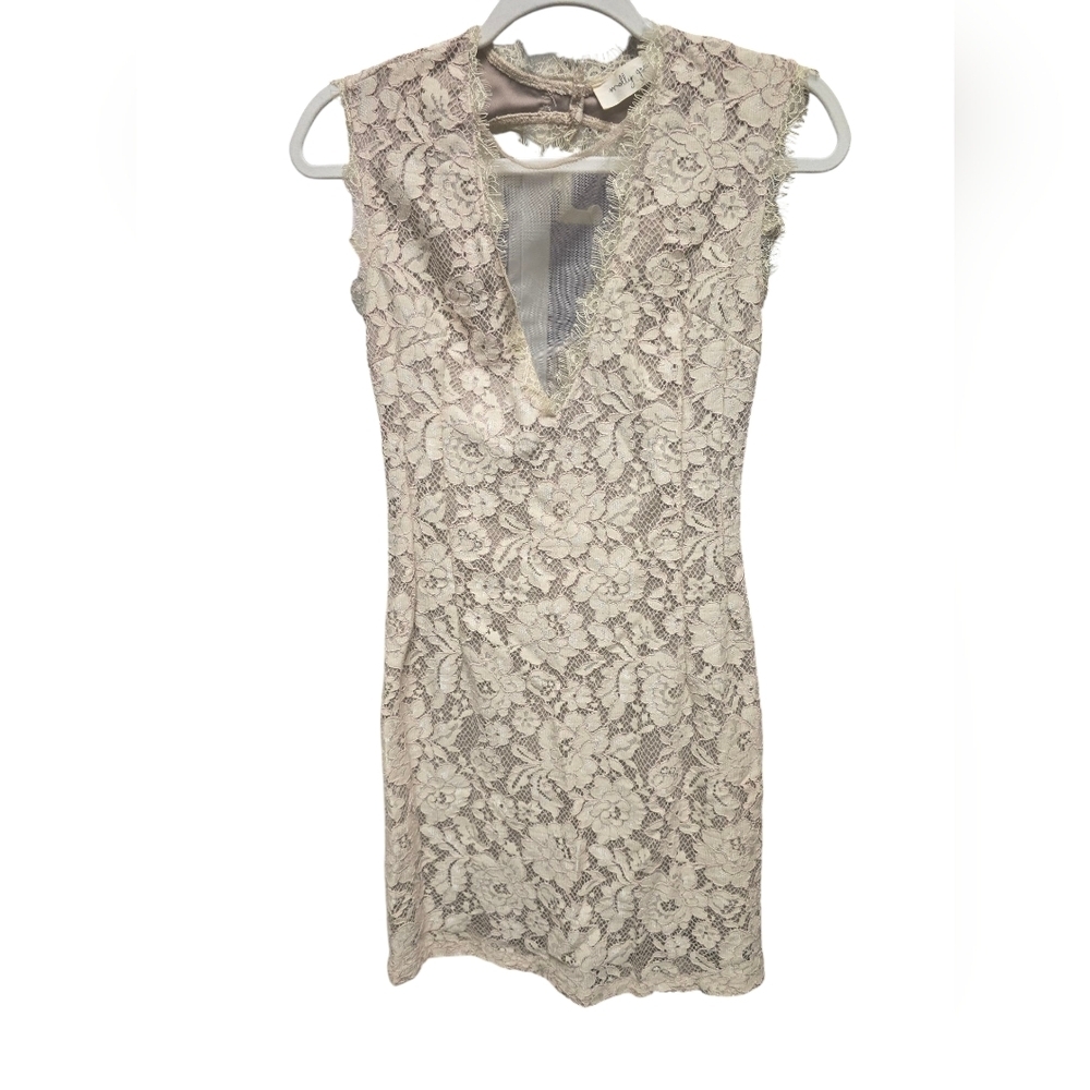MOLLY GREEN Cream Lace Mini Dress Sz.S